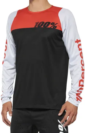 100% R-Core Jersey - Black/Red, Long Sleeve, Men's, Medium