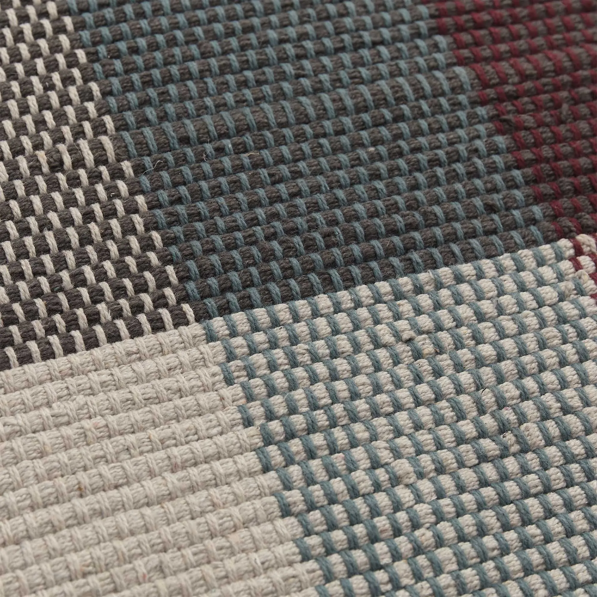 Bapeu cotton rug [Light grey/Teal/Bordeaux red]