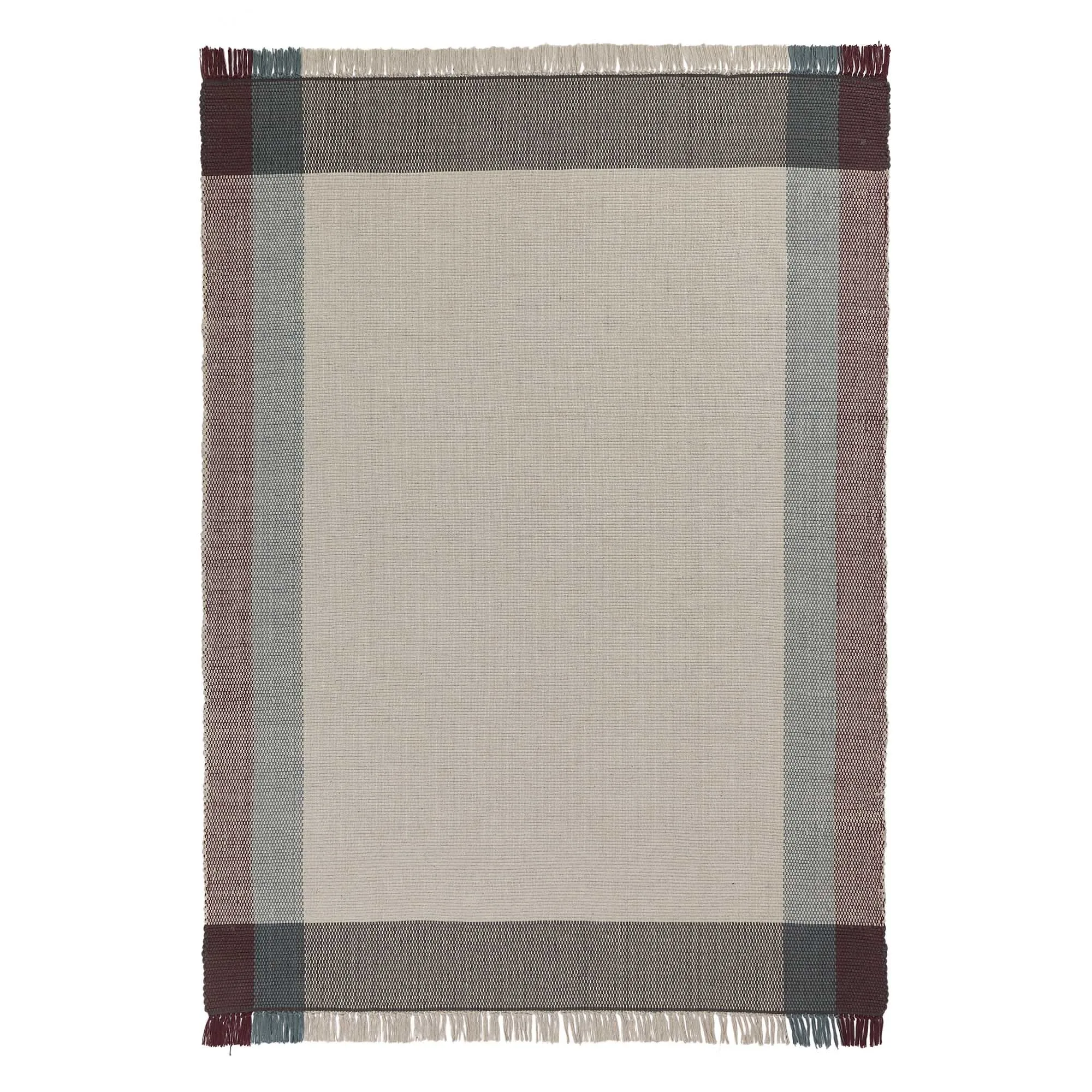 Bapeu cotton rug [Light grey/Teal/Bordeaux red]