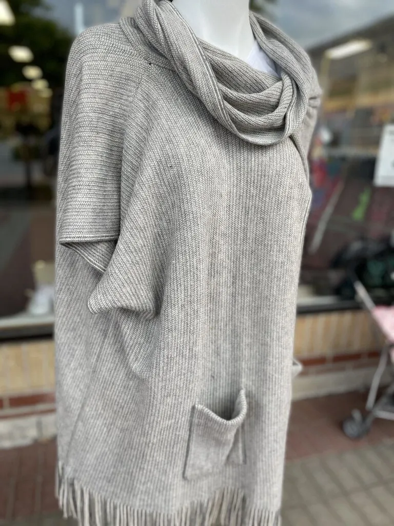 CREAM cowl neck long cardi O/S