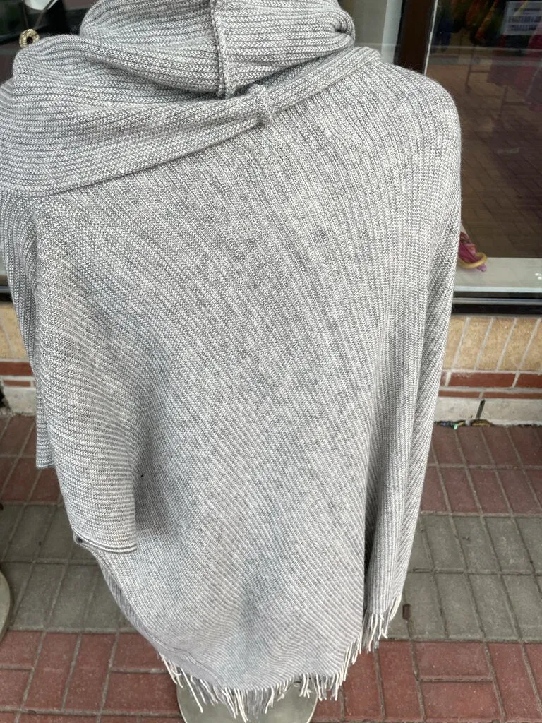 CREAM cowl neck long cardi O/S