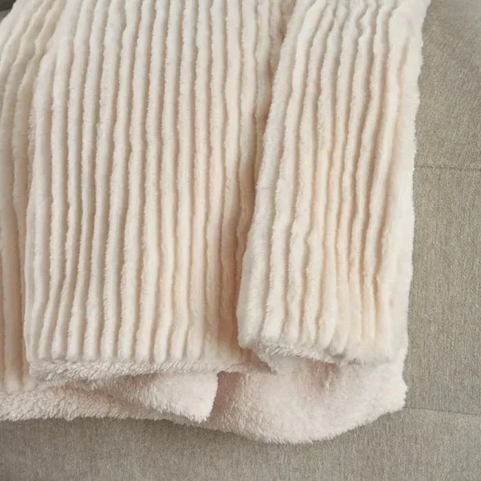 Faux Fur RD639 Ivory Throw Blanket