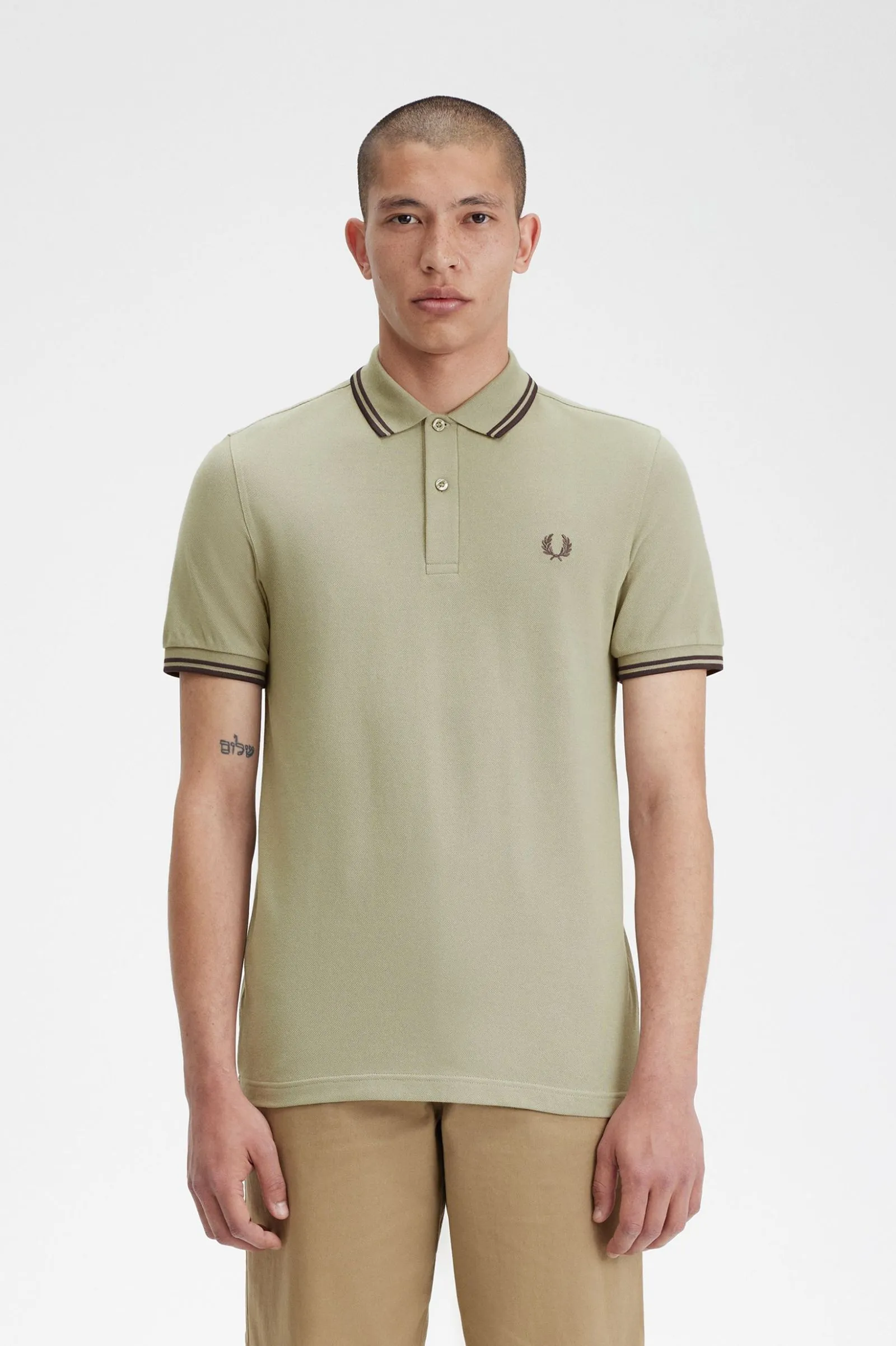 Fred Perry Twin Tipped Polo Warm Grey / Brick