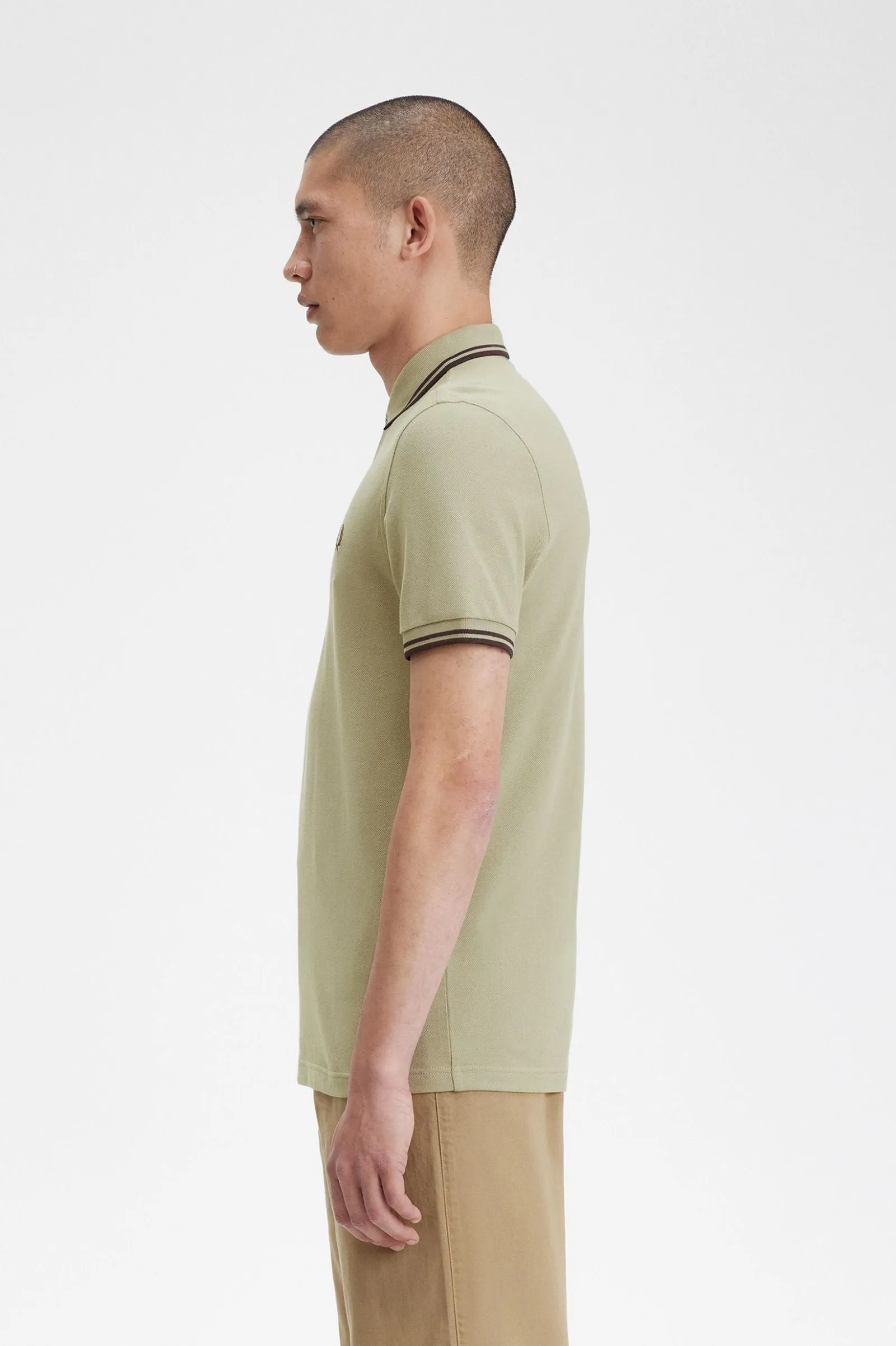 Fred Perry Twin Tipped Polo Warm Grey / Brick