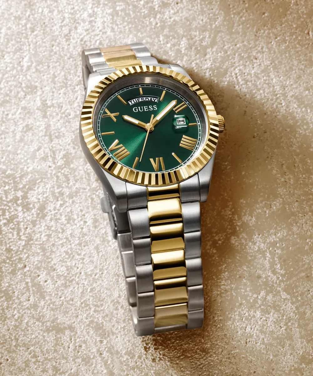 GUESS Mens 2-Tone Day/Date Watch