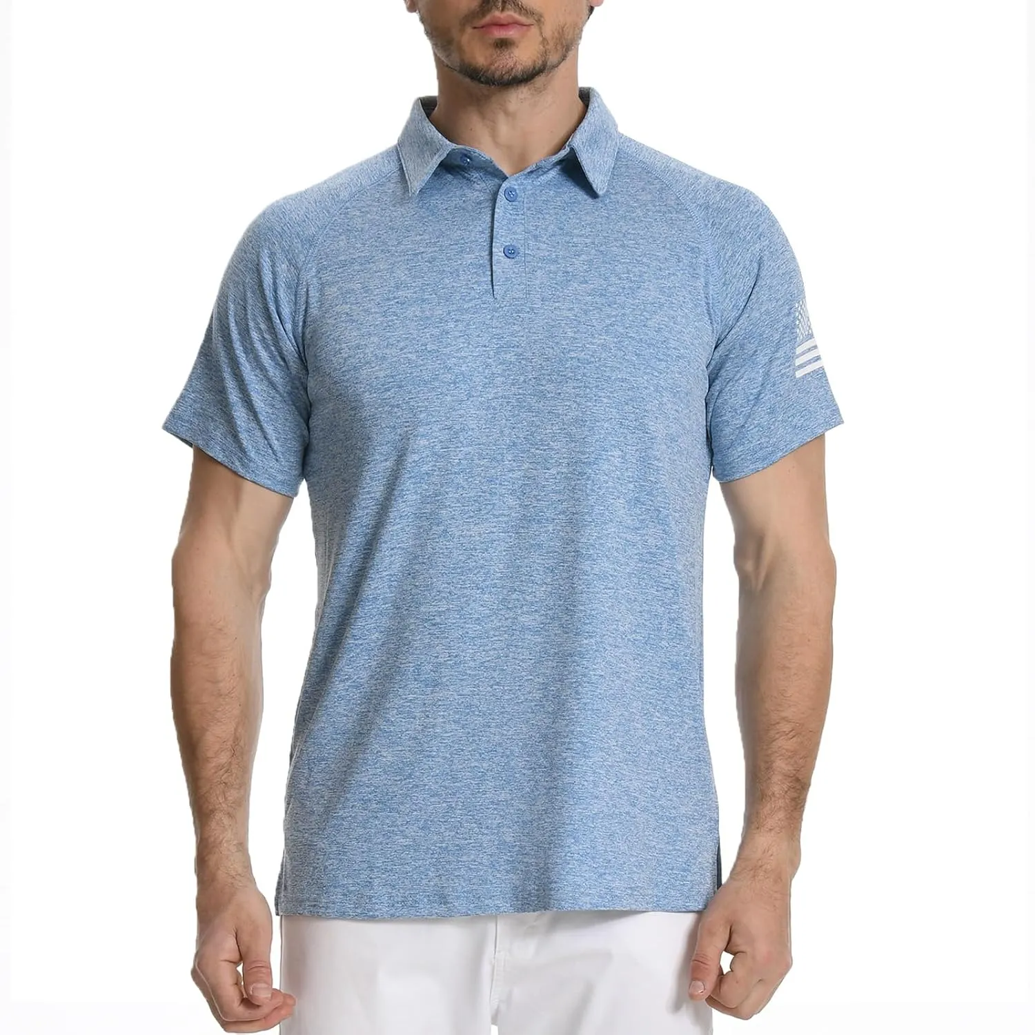 H HYFOL Mens Golf Shirt Moisture Wicking Quick-Dry Short Sleeve Casual Patriotic Polo Shirts for Men