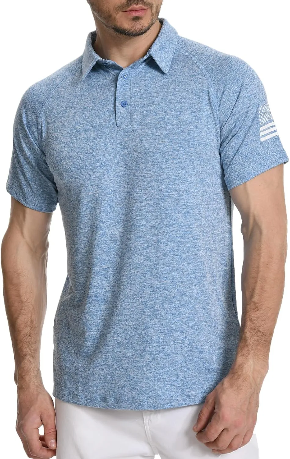 H HYFOL Mens Golf Shirt Moisture Wicking Quick-Dry Short Sleeve Casual Patriotic Polo Shirts for Men