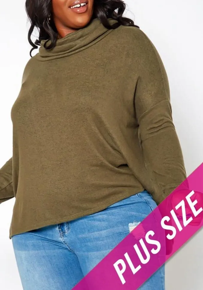 Hi Curvy Plus Size Women Cowl Neck Knit Sweater