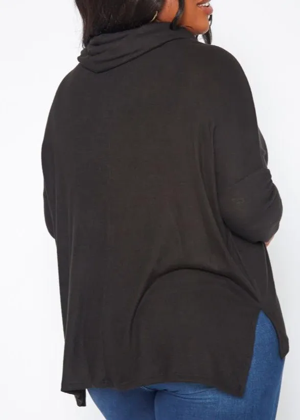 Hi Curvy Plus Size Women Cowl Neck Knit Sweater