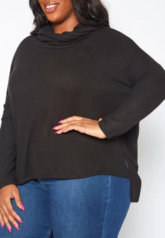Hi Curvy Plus Size Women Cowl Neck Knit Sweater