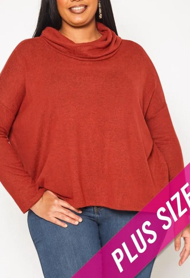 Hi Curvy Plus Size Women Cowl Neck Knit Sweater