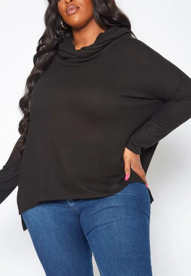 Hi Curvy Plus Size Women Cowl Neck Knit Sweater