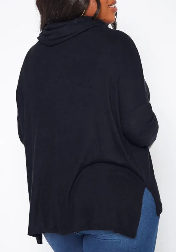 Hi Curvy Plus Size Women Cowl Neck Knit Sweater