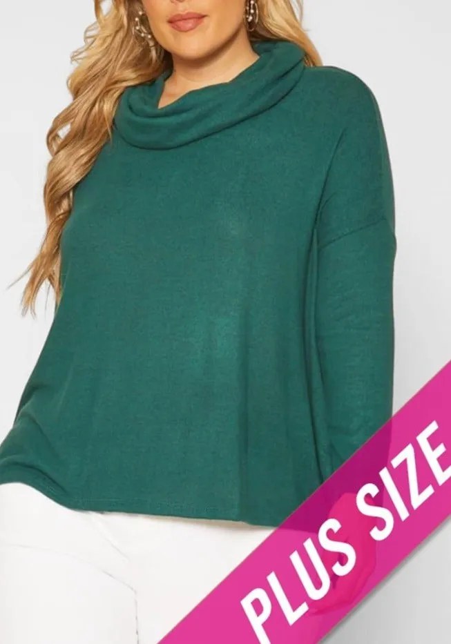 Hi Curvy Plus Size Women Cowl Neck Knit Sweater