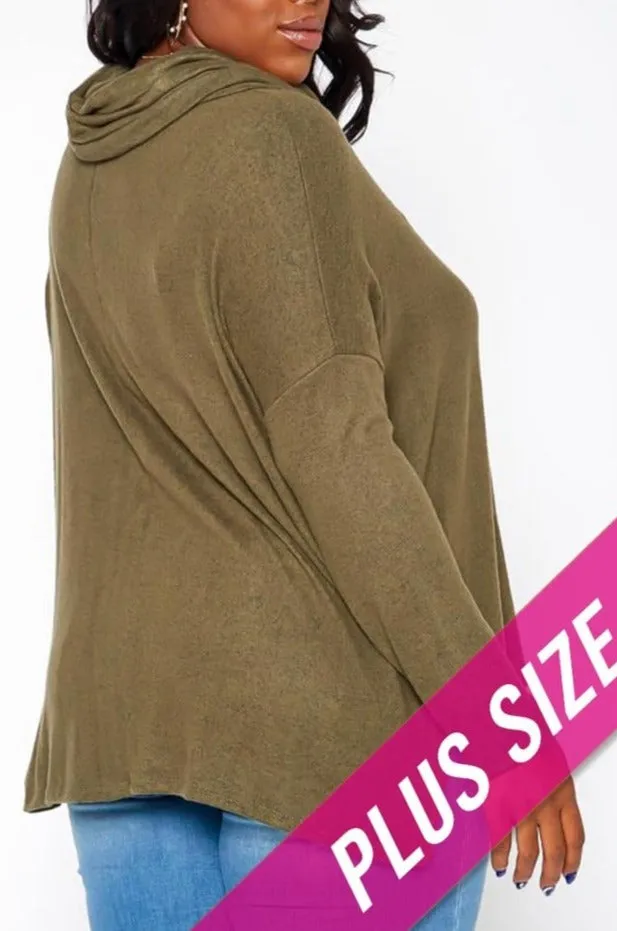 Hi Curvy Plus Size Women Cowl Neck Knit Sweater