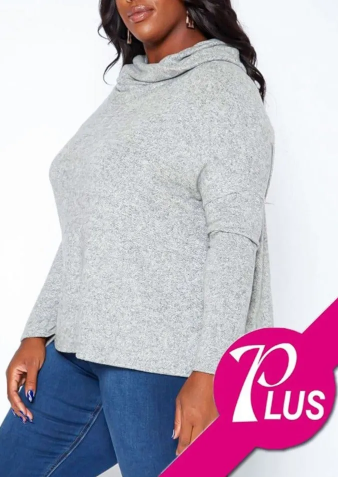 Hi Curvy Plus Size Women Cowl Neck Knit Sweater