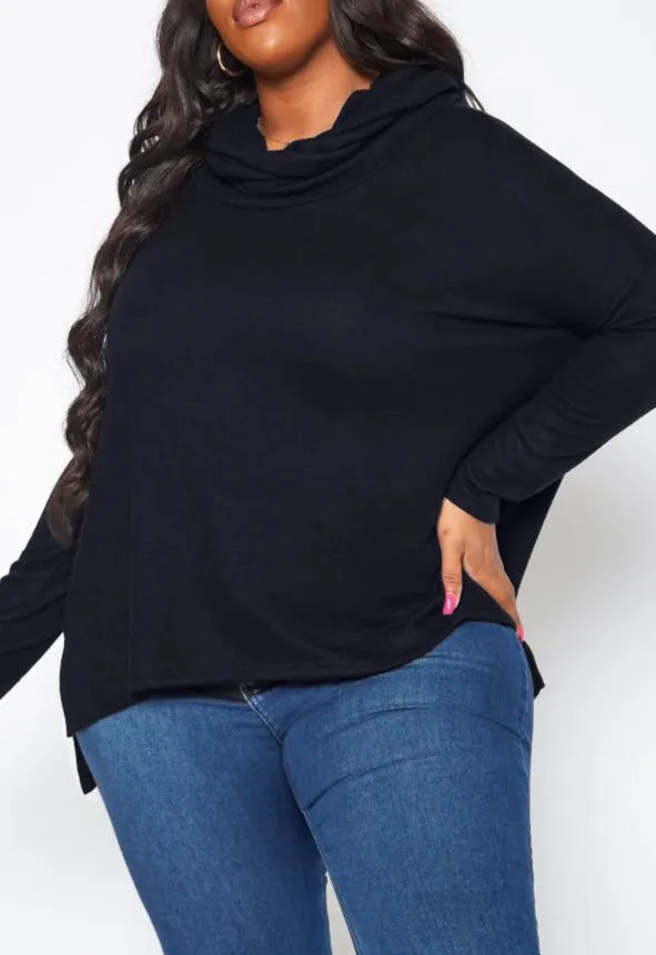 Hi Curvy Plus Size Women Cowl Neck Knit Sweater