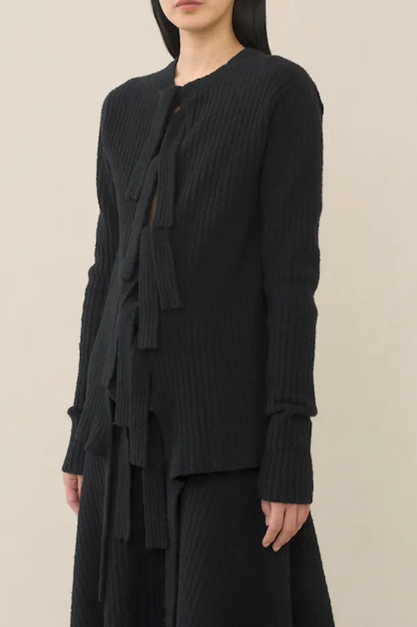 Laced Cardigan in Black