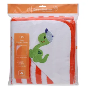 My Milestones Baby Hooded Towel - Modern stripped - Orange / White