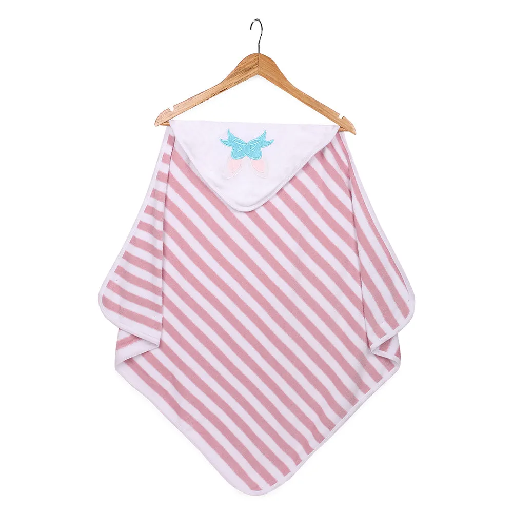 My Milestones Baby Hooded Towel - Modern stripped - Pink / White