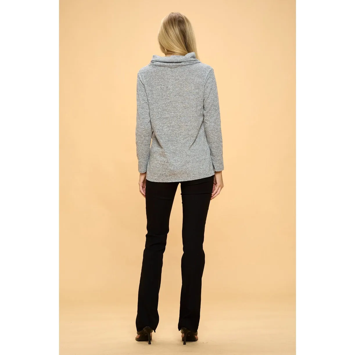 Perseption Cowl Neck Asymmetrical Sweater