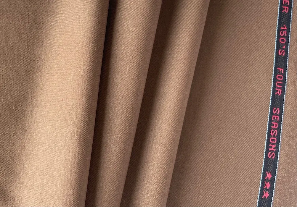 Rich Café au Lait Selvedged 150s Wool Suiting (Made in Italy)