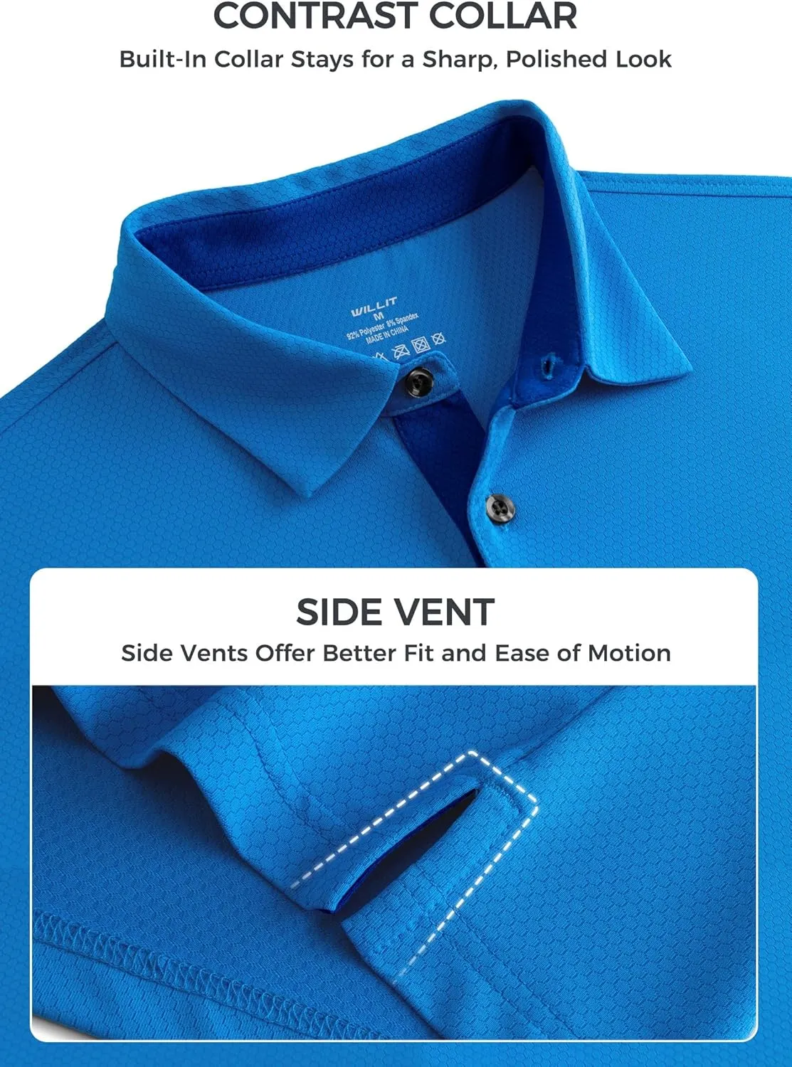 Willit Men's Golf Polo Shirts Short Sleeve Quick Dry Moisture Wicking Performance Classic Collared Casual