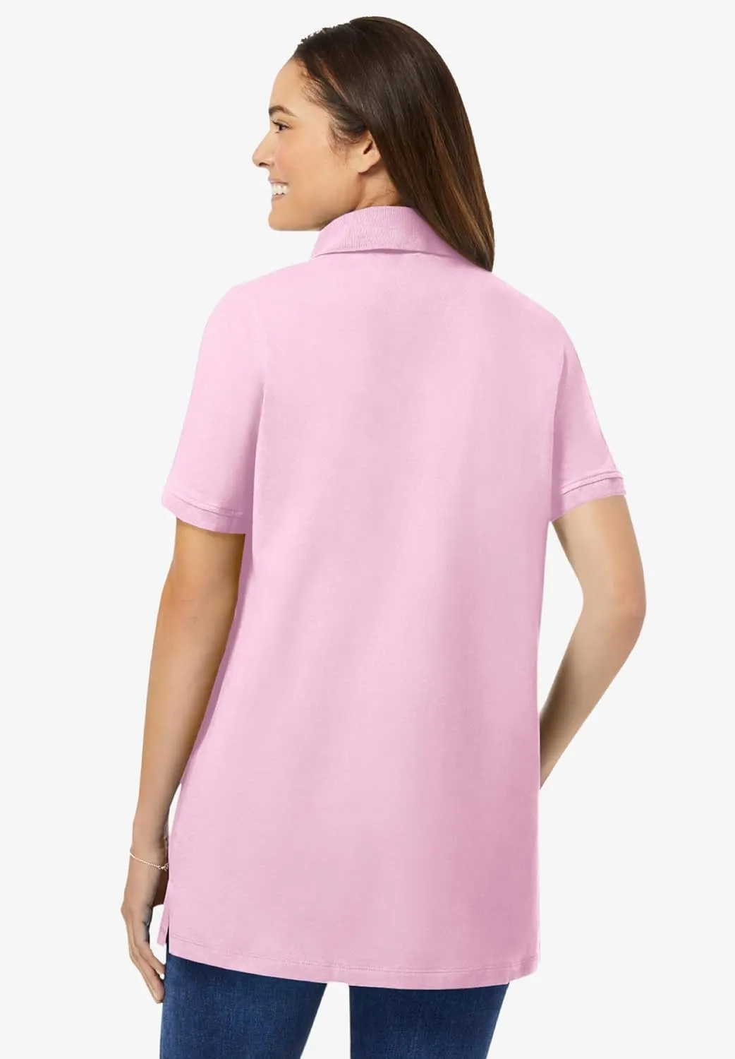 Woman Within Plus Size Perfect Short-Sleeve Polo Shirt