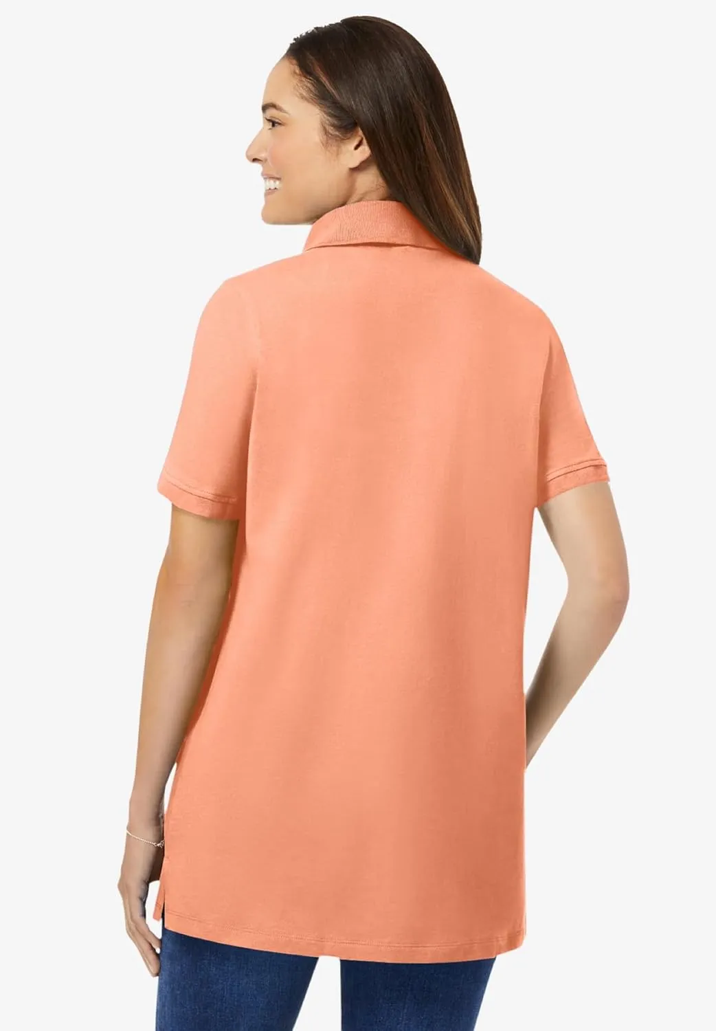 Woman Within Plus Size Perfect Short-Sleeve Polo Shirt