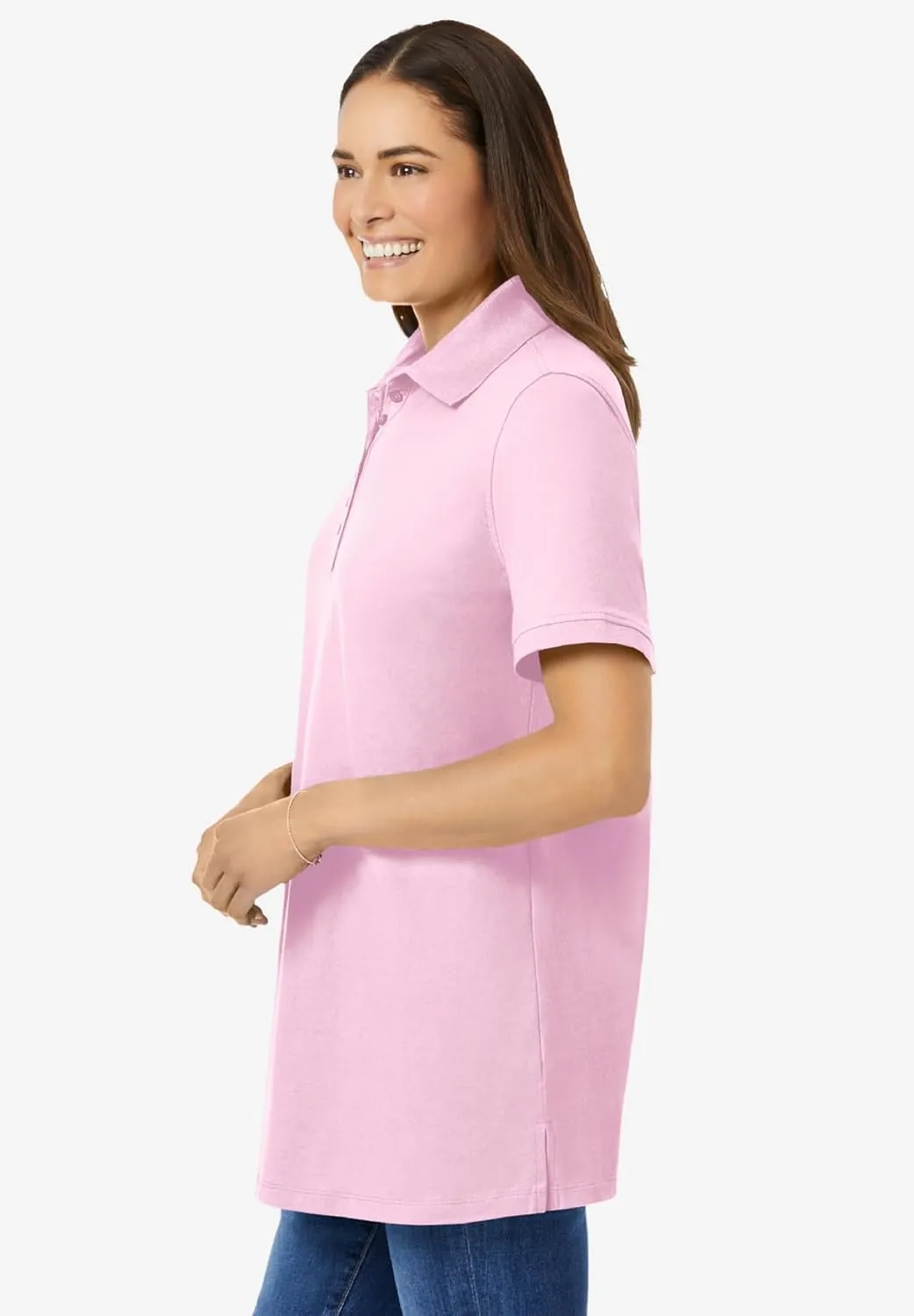 Woman Within Plus Size Perfect Short-Sleeve Polo Shirt