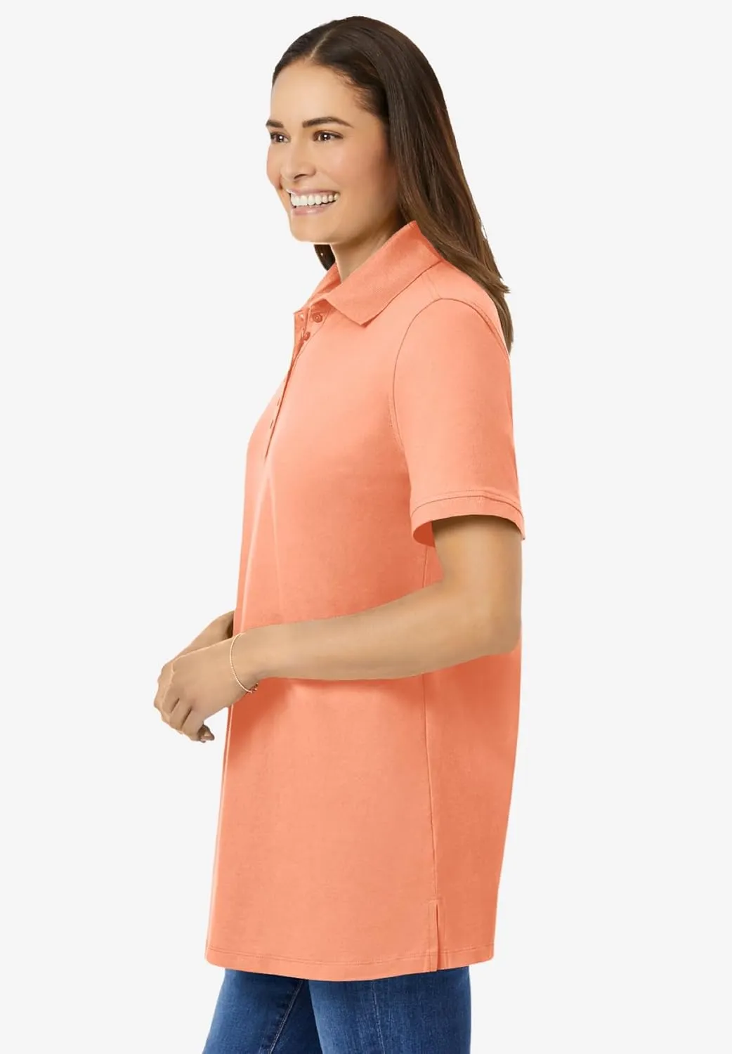 Woman Within Plus Size Perfect Short-Sleeve Polo Shirt
