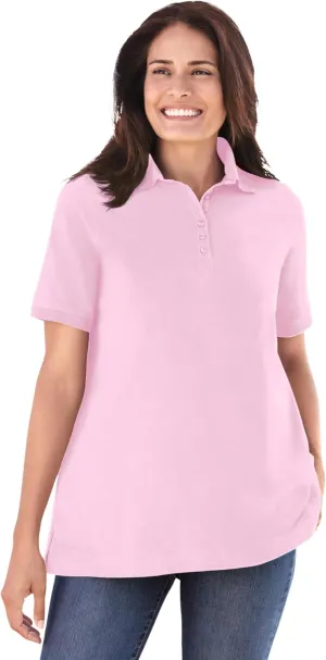 Woman Within Plus Size Perfect Short-Sleeve Polo Shirt