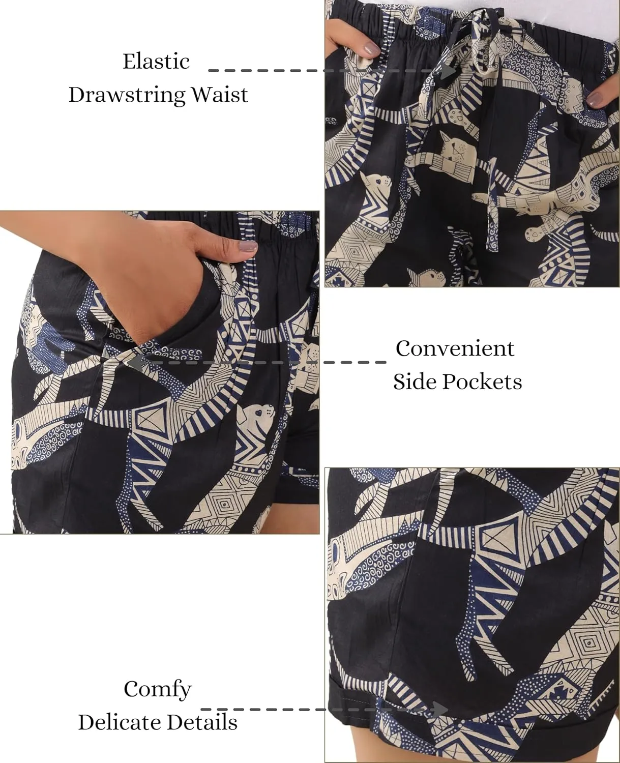 Womens Casual Shorts Drawstring Elastic High Waist Fashionable and Comfortable Summer Beach Shorts with Pockets (S-XL)