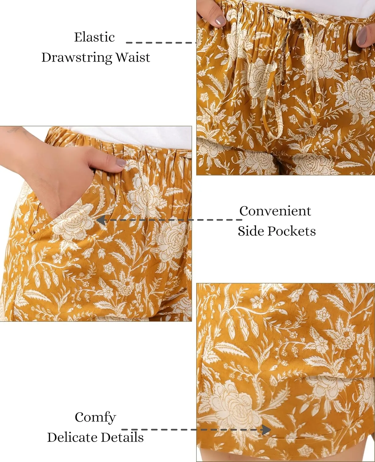 Womens Casual Shorts Drawstring Elastic High Waist Fashionable and Comfortable Summer Beach Shorts with Pockets (S-XL)