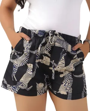 Womens Casual Shorts Drawstring Elastic High Waist Fashionable and Comfortable Summer Beach Shorts with Pockets (S-XL)
