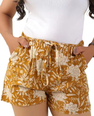 Womens Casual Shorts Drawstring Elastic High Waist Fashionable and Comfortable Summer Beach Shorts with Pockets (S-XL)
