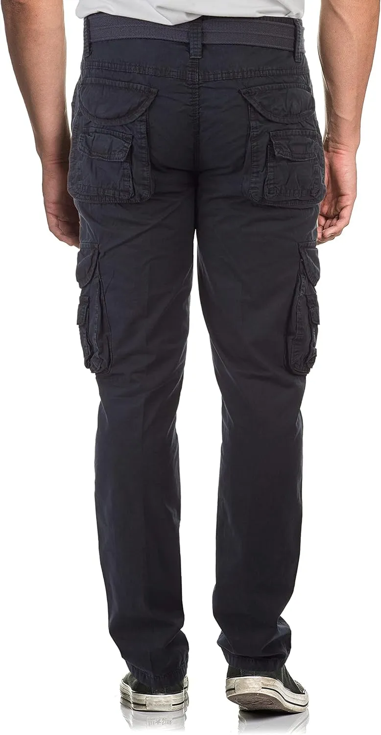 X RAY Mens Cargo Pants, Soft Cotton W/Deep Pockets & Belt Cargo Pants for Men Work and Travel